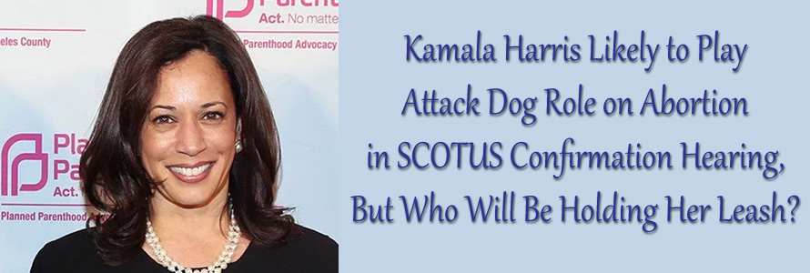 Harris Likely to Play Attack Dog Role on Abortion in SCOTUS Confirmation Hearing, But Who Will Be Holding Her Leash?